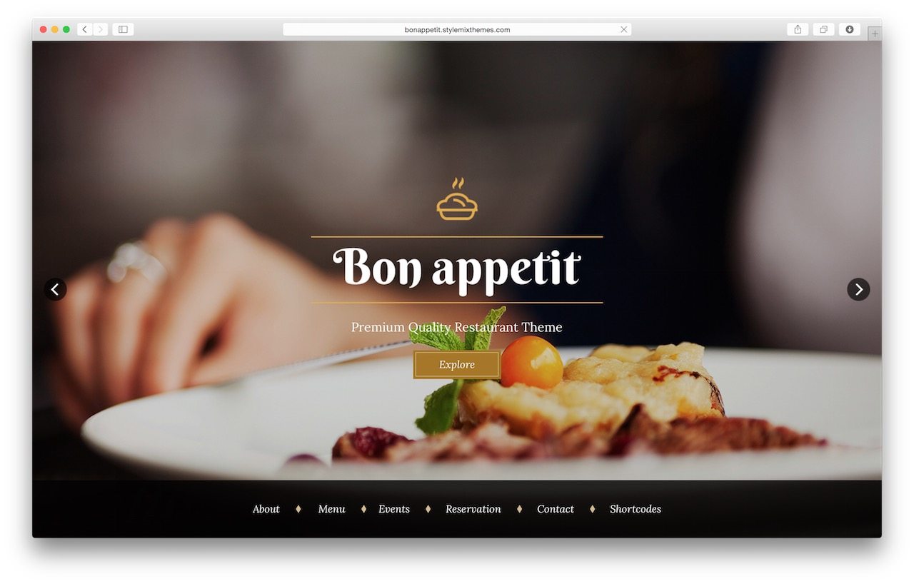 Best WordPress Restaurant Theme - Bon appetit