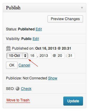 Change the date of a WordPress Post