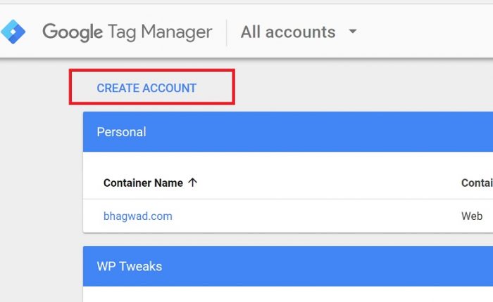 Create an account in Google Tag Manager