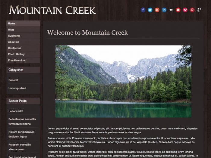 Free WordPress Theme Hotel - Mountain Creek