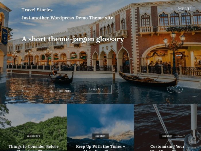 Free WordPress hotel Template - Travel Stories
