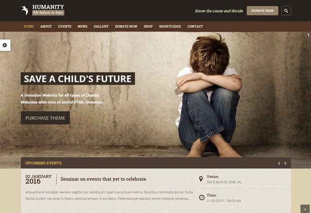 Beautiful Charity & NGO WordPress theme - Humanity