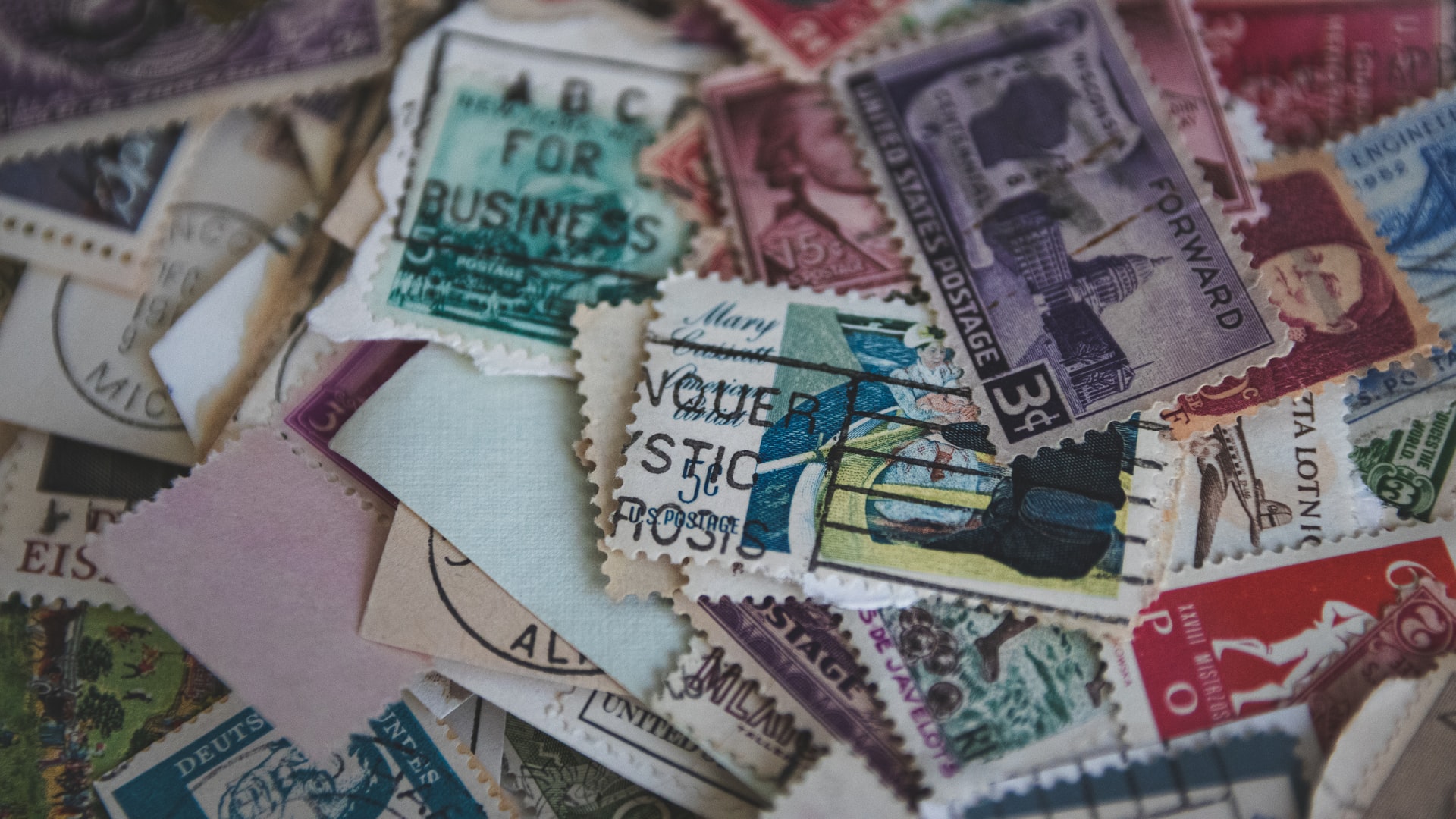 Classic and old stamps from a family stamp collection.