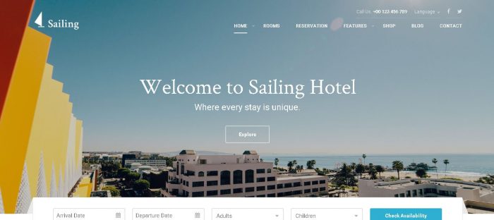 WordPress Hotel Theme - Sailing