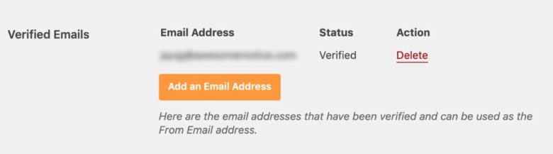 Verified Emails list in WP Mail SMTP