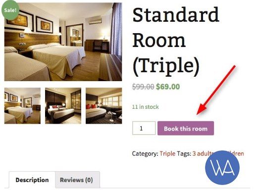 woocommerce book this room button