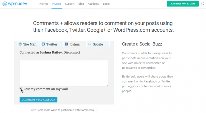 Comments WordPress Social Media Plugin by wpmudev