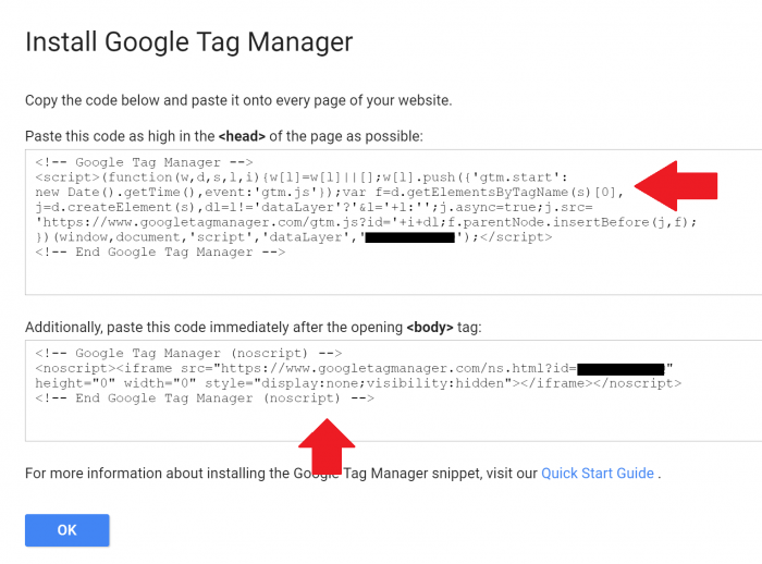 Insert Two Snippets of Code into Google Tag Manager
