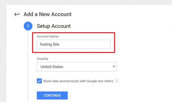 Set up Account and Account Name in Google Tag Manager