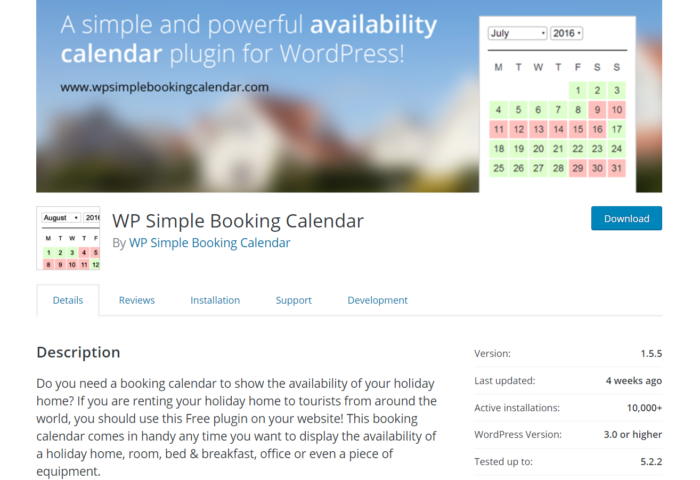 simple booking calendar wordpress